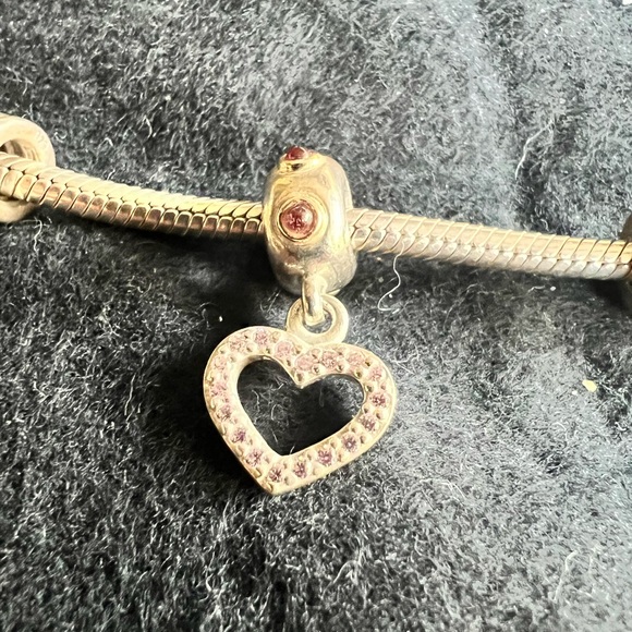 RARE Pandora Sterling Silver & 14K Gold Be My Valentine Dangle - Picture 4 of 5